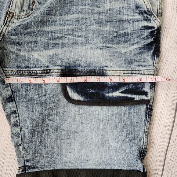 Blue Wash Denim Men's Shorts Skinny Fit - Picture 15 of 16